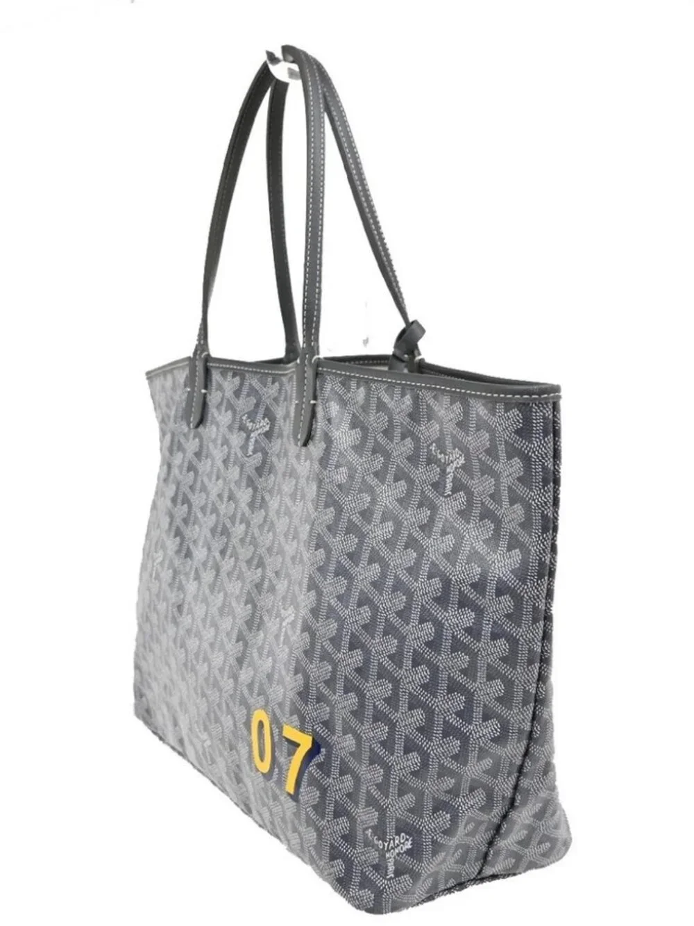 GOYARD Saint Louis PM Marquage Shoulder Tote Bag Pouch Gray Canvas